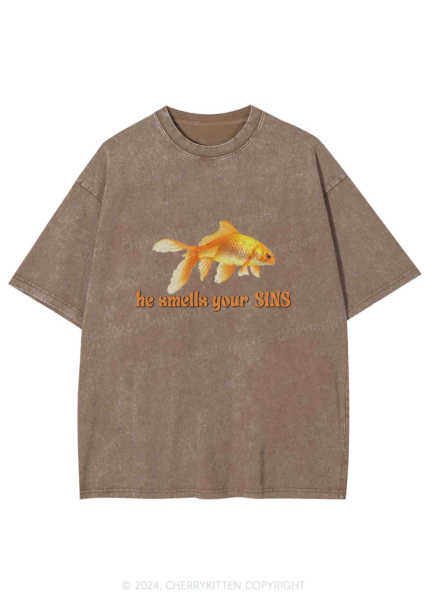 He Smells Your Sins Y2K Washed Tee Cherrykitten