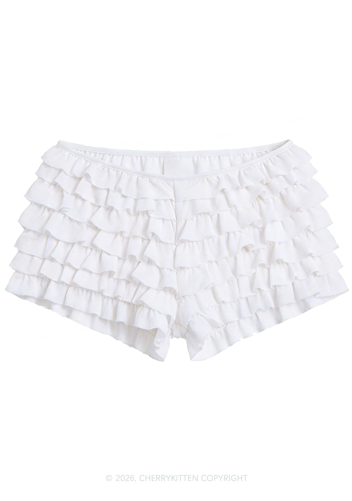Y2K Mesh Ruffle Layered Shorts With Back Bow Cherrykitten