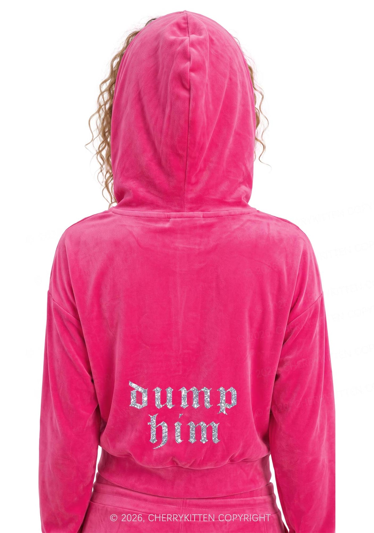 Glitter Dump Him Y2K Velvet Tracksuit Set Cherrykitten