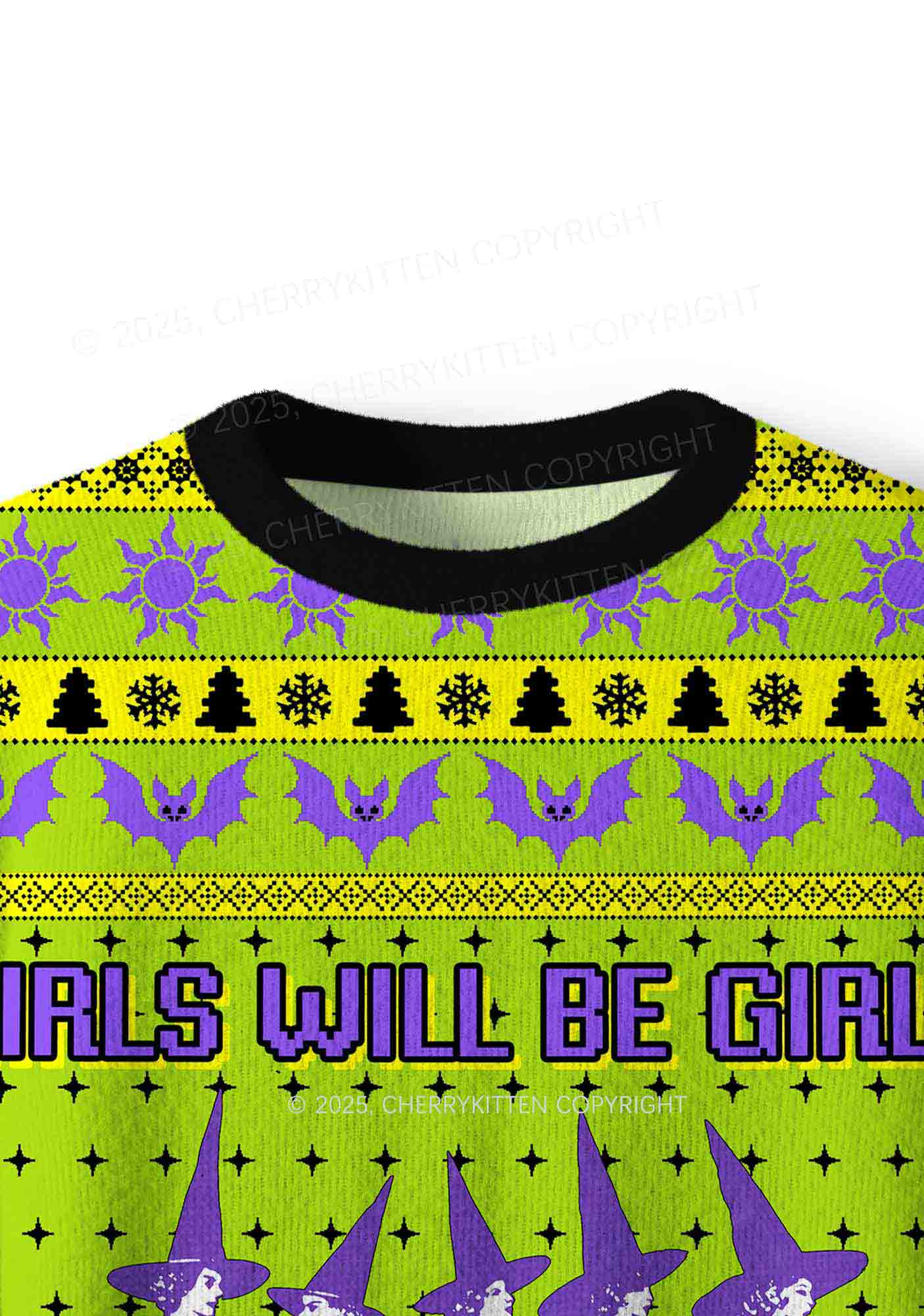 Halloween Girls Will Be Girls Y2K Christmas Knit Sweatshirt Cherrykitten