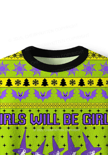 Halloween Girls Will Be Girls Y2K Christmas Knit Sweatshirt Cherrykitten