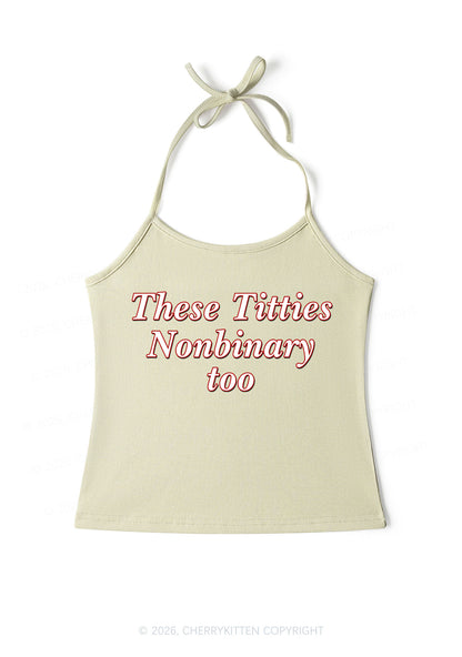 Txtties Nonbinary Too Pride Y2K Halter Neck Cami Cherrykitten