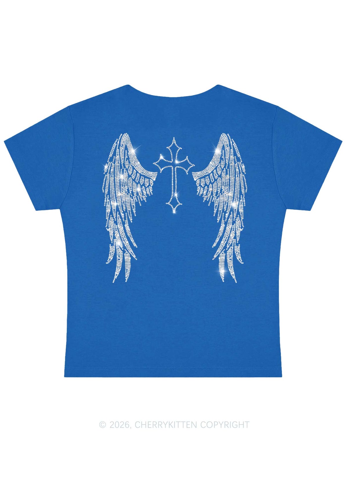 Rhinestone Halloween Angel Wings Y2K Baby Tee Cherrykitten