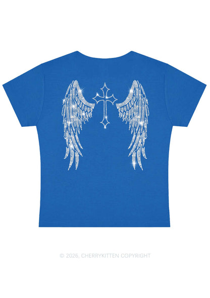 Rhinestone Halloween Angel Wings Y2K Baby Tee Cherrykitten