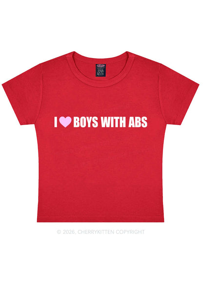 I Love Boys With ABS Y2K Baby Tee Cherrykitten