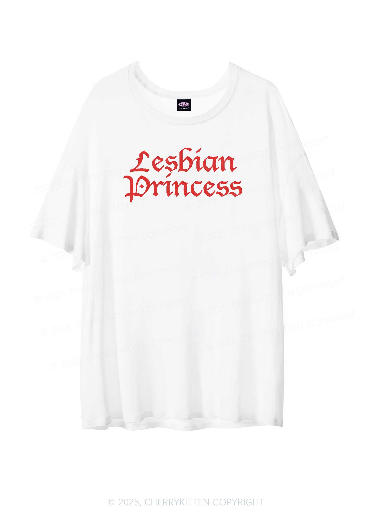 Lesbian Princess Pride Y2K Sheer Boyfriend Tee Cherrykitten