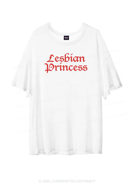 Lesbian Princess Pride Y2K Sheer Boyfriend Tee Cherrykitten