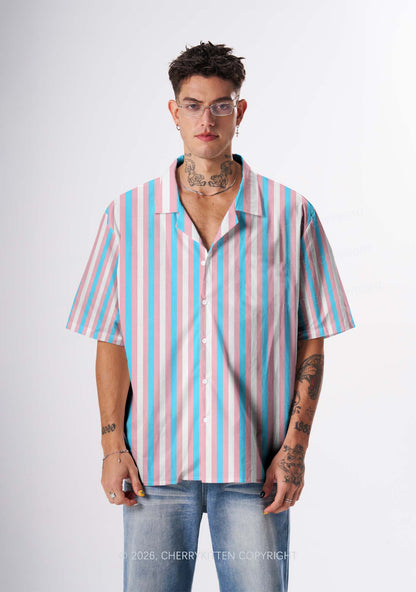 Transgender Flag Pride Y2K Print Hawaiian Shirt Cherrykitten