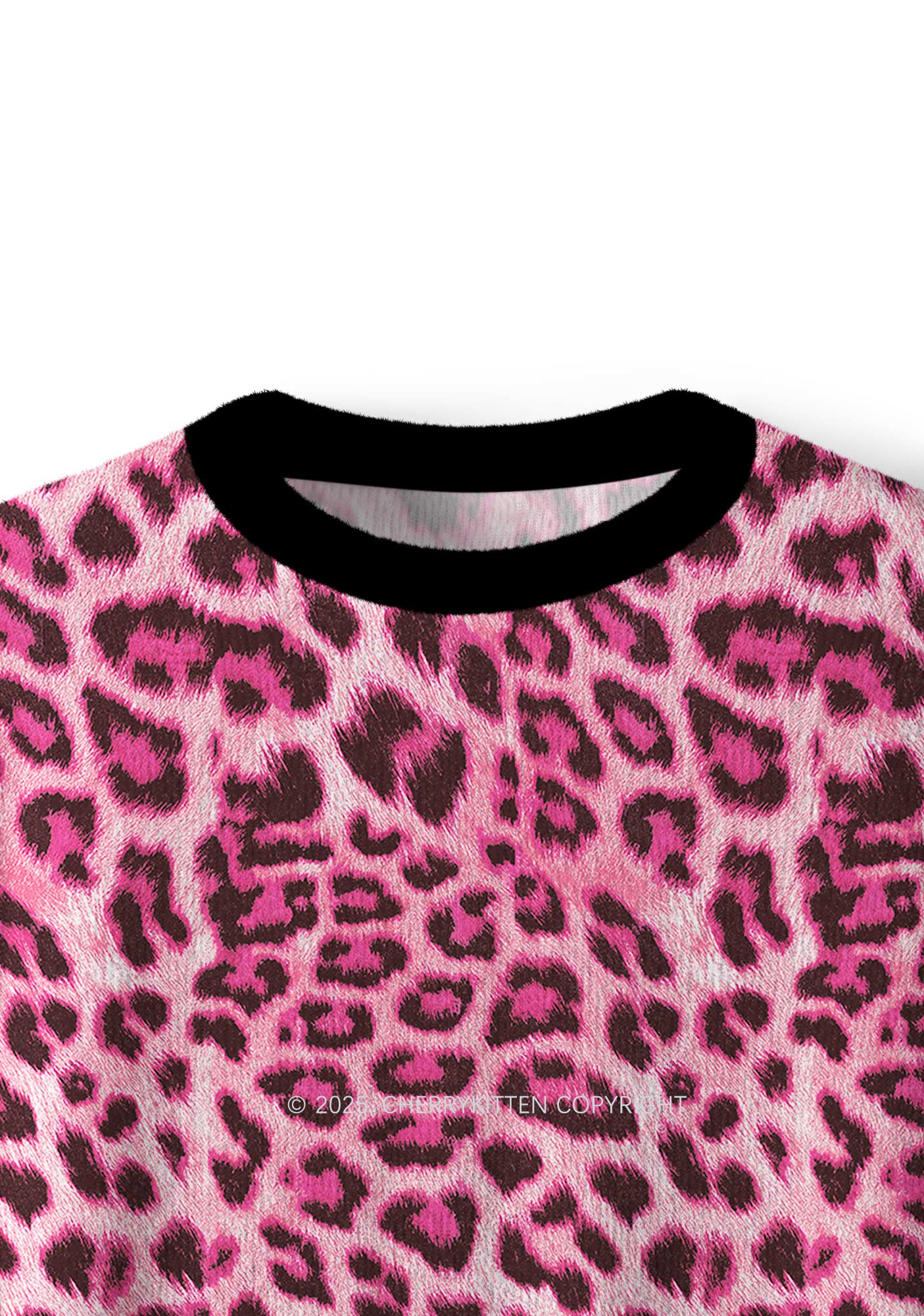 Pink Leopard Y2K Christmas Knit Sweatshirt Cherrykitten