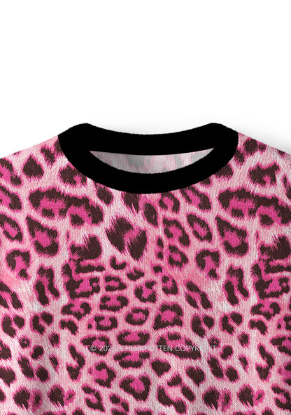 Pink Leopard Y2K Christmas Knit Sweatshirt Cherrykitten