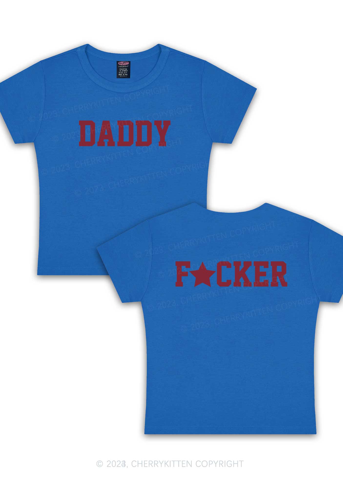 Daddyfxcker Two Sides Y2K Baby Tee Cherrykitten