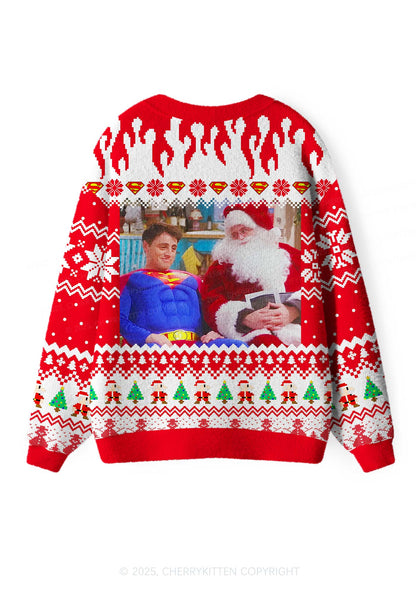 Super Santa Y2K Christmas Cardigan Knit Sweatshirt Cherrykitten