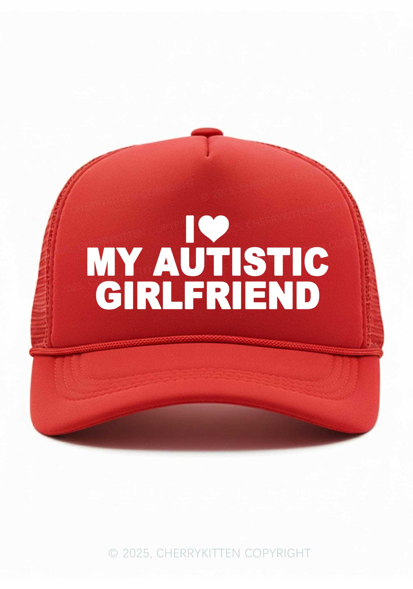 I Love My Autistic GF BF Valentine's Day Y2K Trucker Hat Cherrykitten
