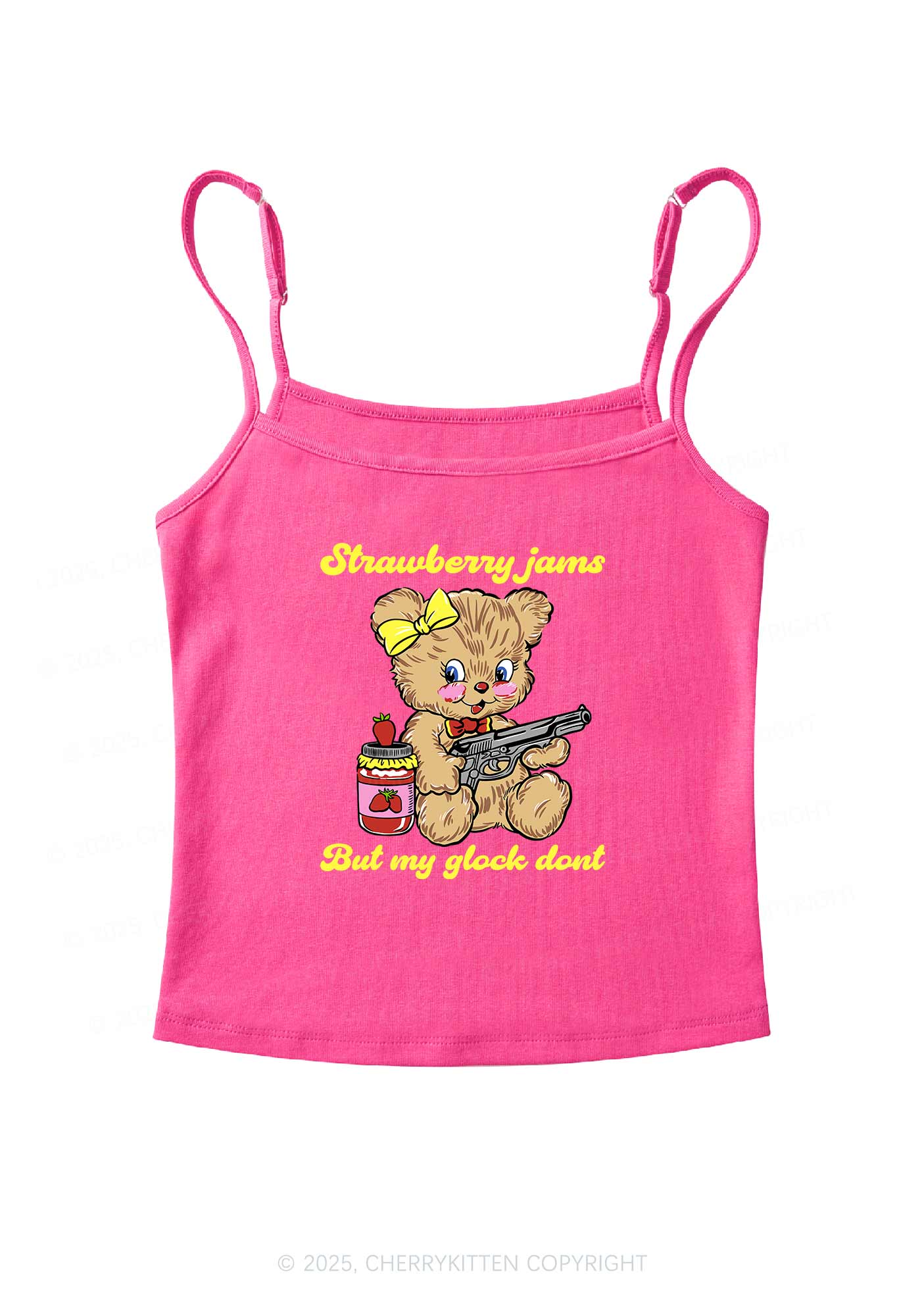 Strawberry Jams Bear Y2K Spaghetti Strap Cami Cherrykitten