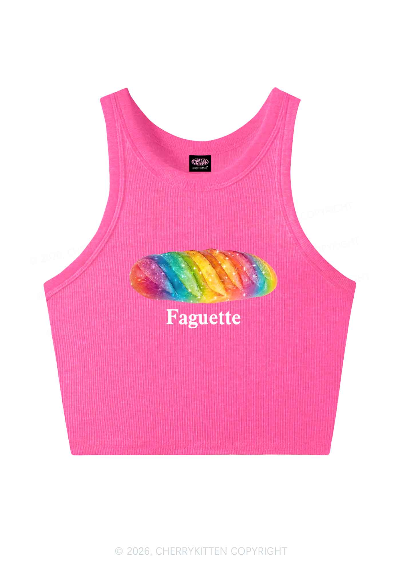 Rainbow Faguette Pride Y2K Crop Tank Top Cherrykitten
