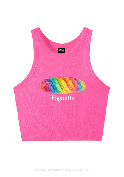 Rainbow Faguette Pride Y2K Crop Tank Top Cherrykitten