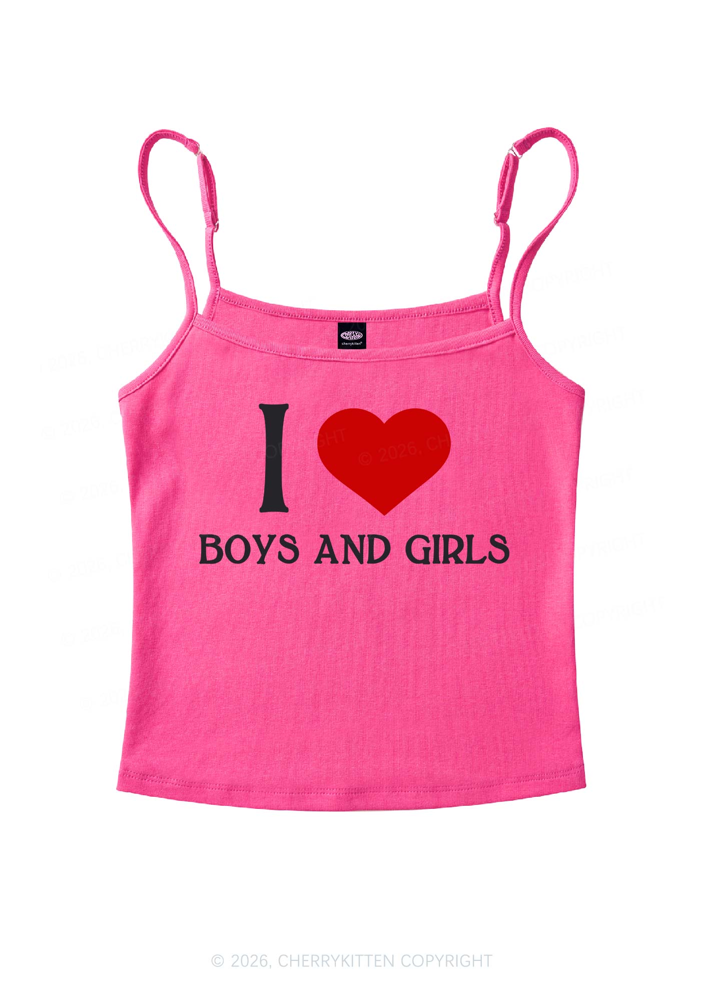I Love Boys And Girls Pride Y2K Spaghetti Strap Cami Cherrykitten