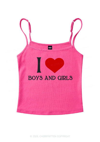 I Love Boys And Girls Pride Y2K Spaghetti Strap Cami Cherrykitten