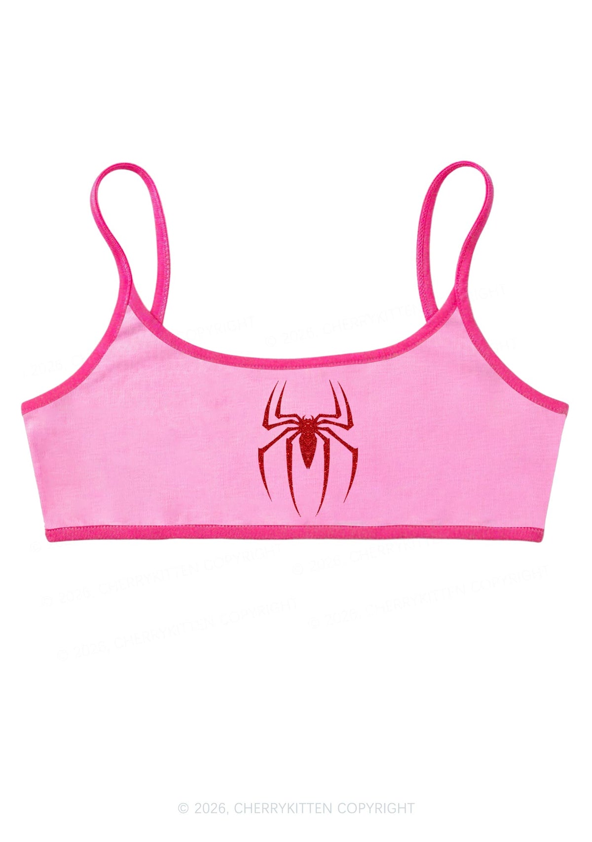 Glitter Spider Y2K Super Crop Cami Cherrykitten