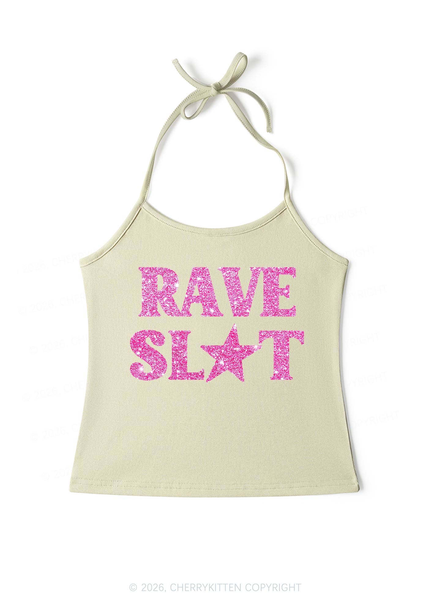 Glitter Rave Slxt Y2K Halter Neck Cami Cherrykitten