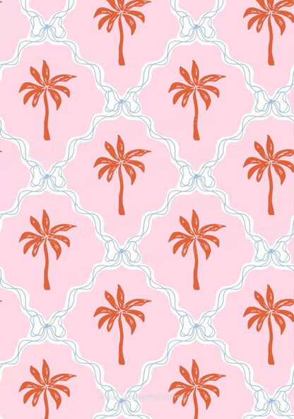 Pink Palm Y2K Print Bikini Set Cherrykitten