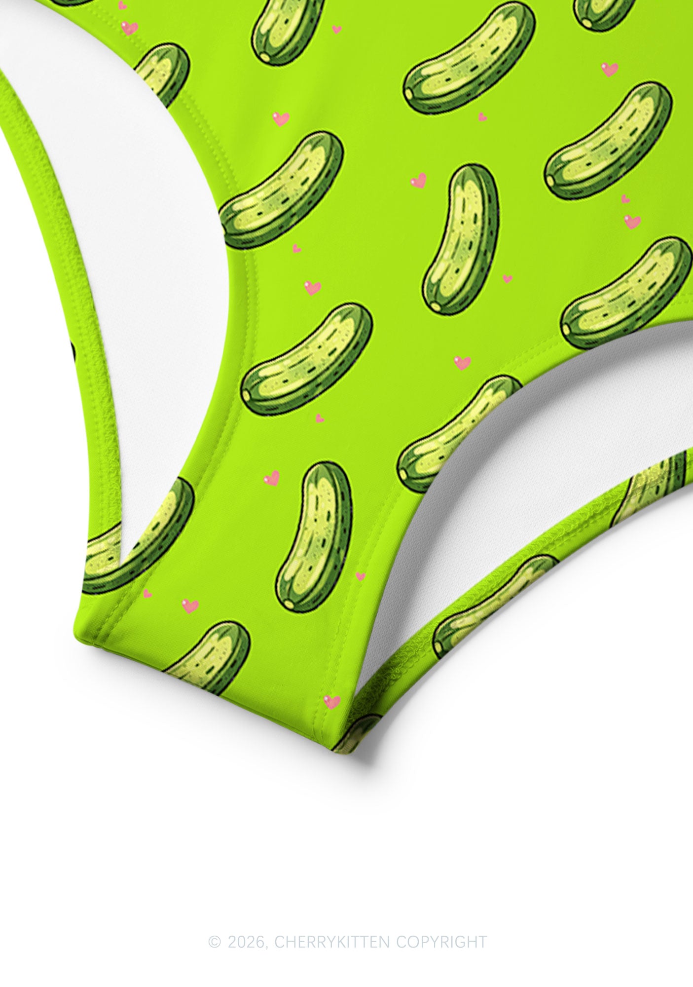 Green Pickle Princess Y2K Print Bikini Set Cherrykitten