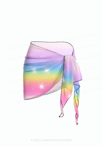 Rainbow Gradient Unicorn Y2K Print Bikini Set Cherrykitten