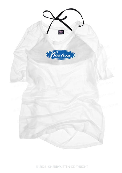 Oval Custom Text Y2K Sheer Boyfriend Tee Cherrykitten