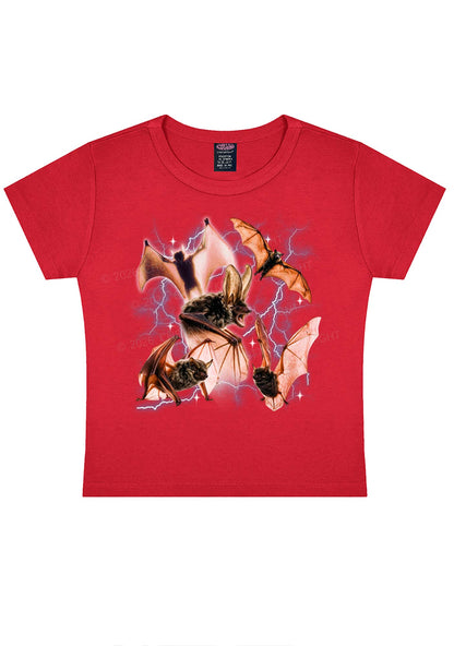 Halloween Bat In Lightning Y2K Baby Tee Cherrykitten