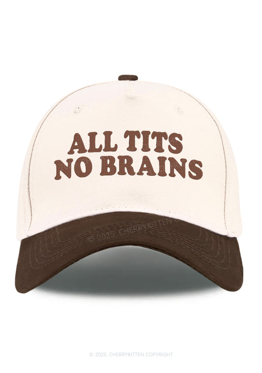 Embroidered All Txts No Brains Y2K Color Block Baseball Cap Cherrykitten