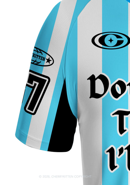 Skyblue Dont Play Techno Y2K Football Jersey Shirts Cherrykitten
