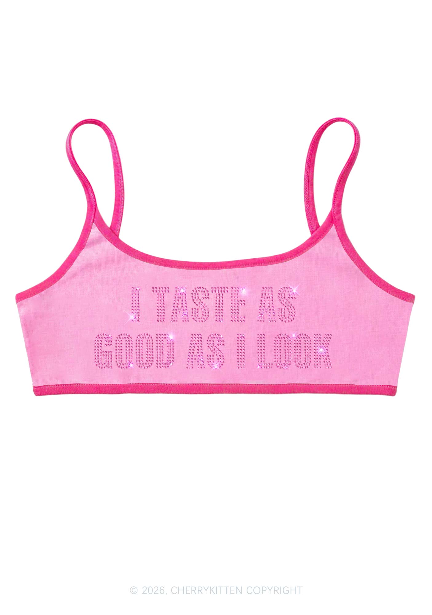 Rhinestone Taste Good Y2K Super Crop Cami Cherrykitten