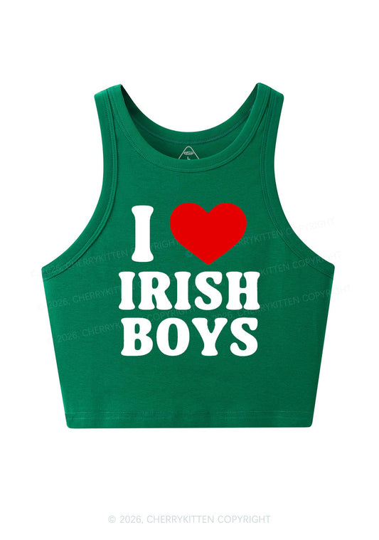 I Love Irish Boys St Patricks Y2K Crop Tank Top Cherrykitten