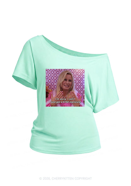 I Just Got Manicure Y2K Off Shoulder Tee Cherrykitten