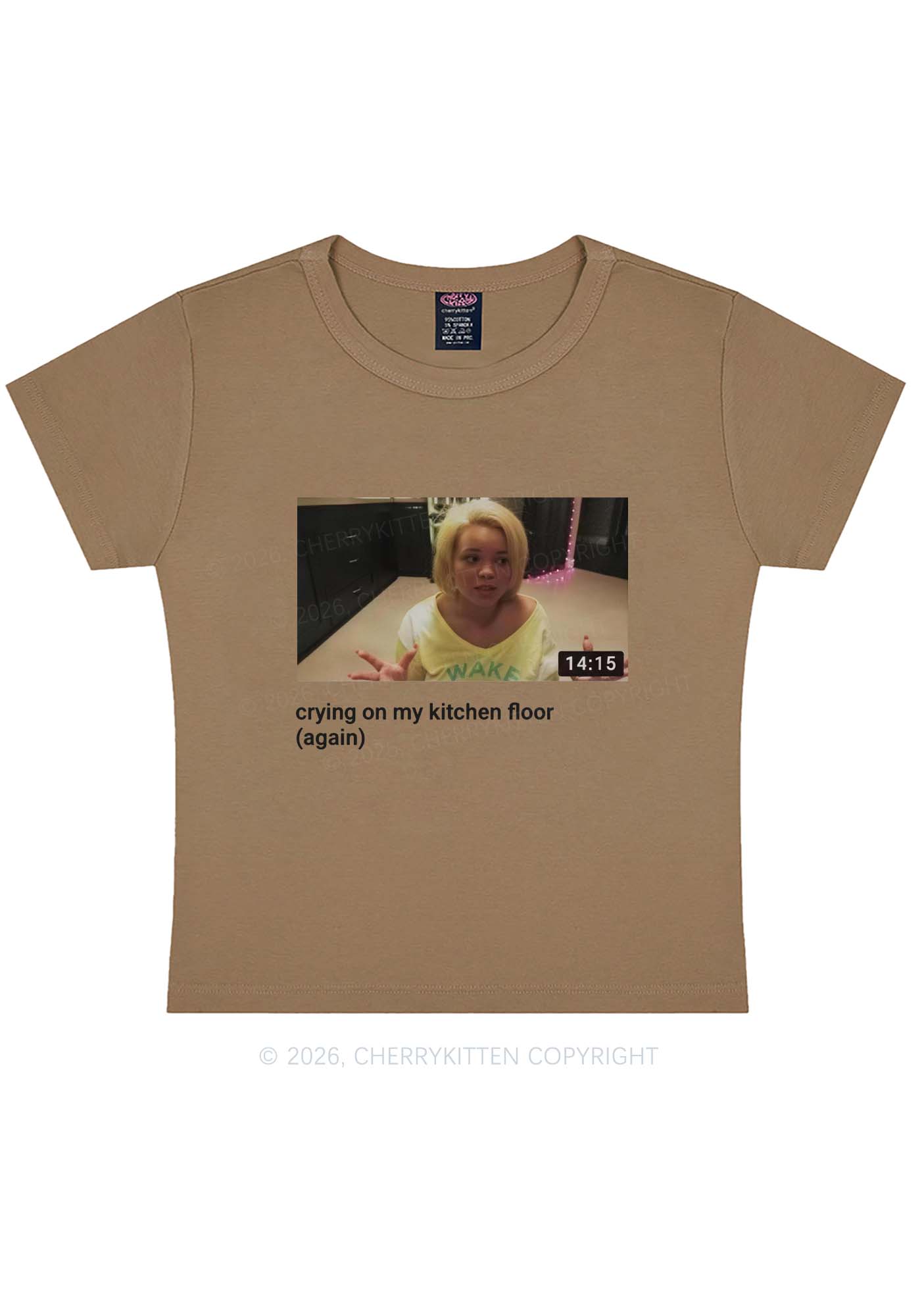 Crying On Kitchen Floor Y2K Baby Tee Cherrykitten