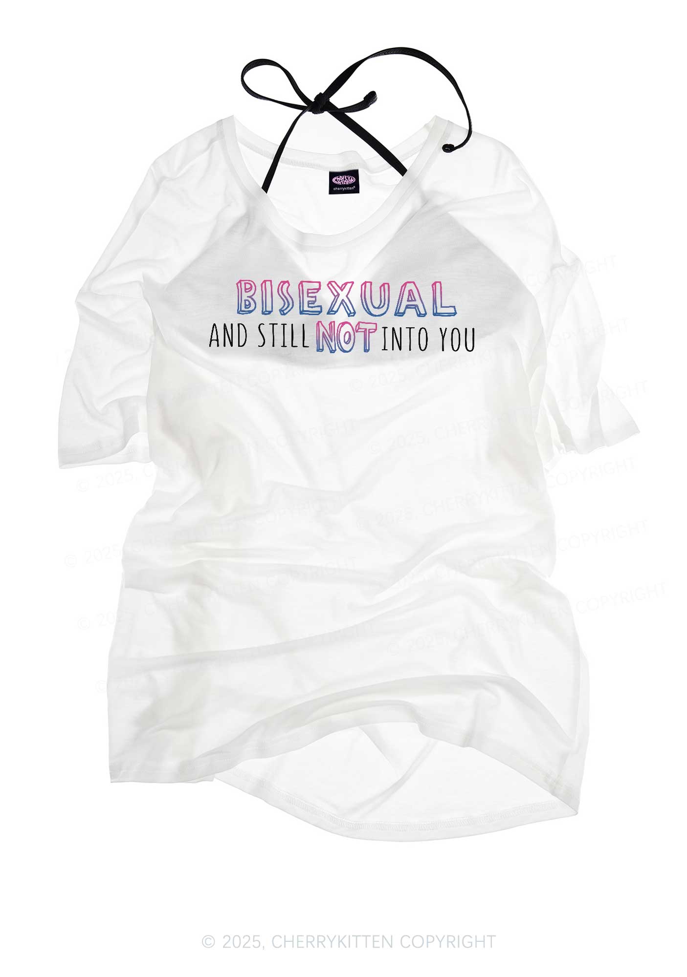 Bisexual And Still Not Into You Pride Y2K Sheer Boyfriend Tee Cherrykitten