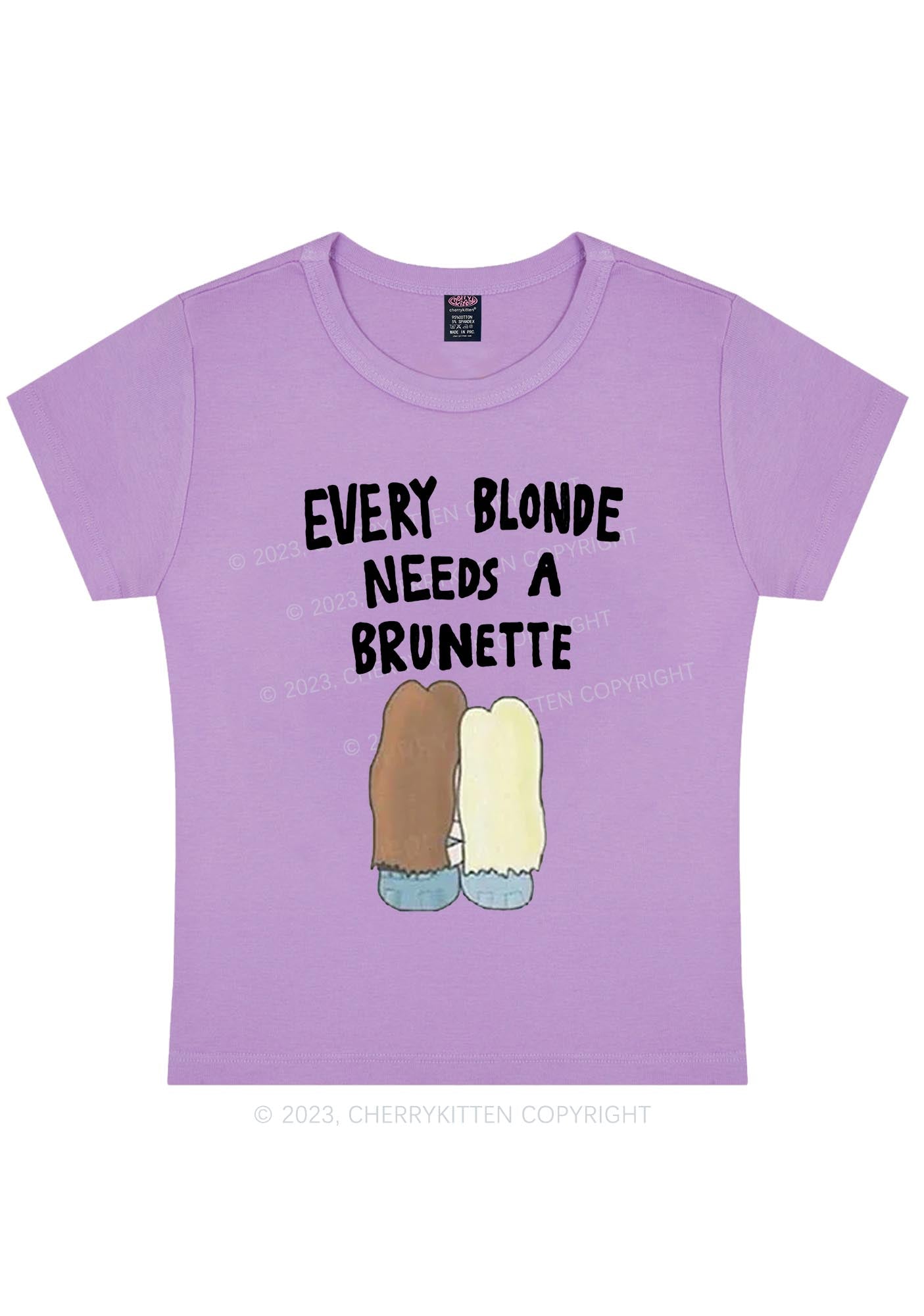 Curvy Blonde Needs Brunette Y2K Baby Tee Cherrykitten