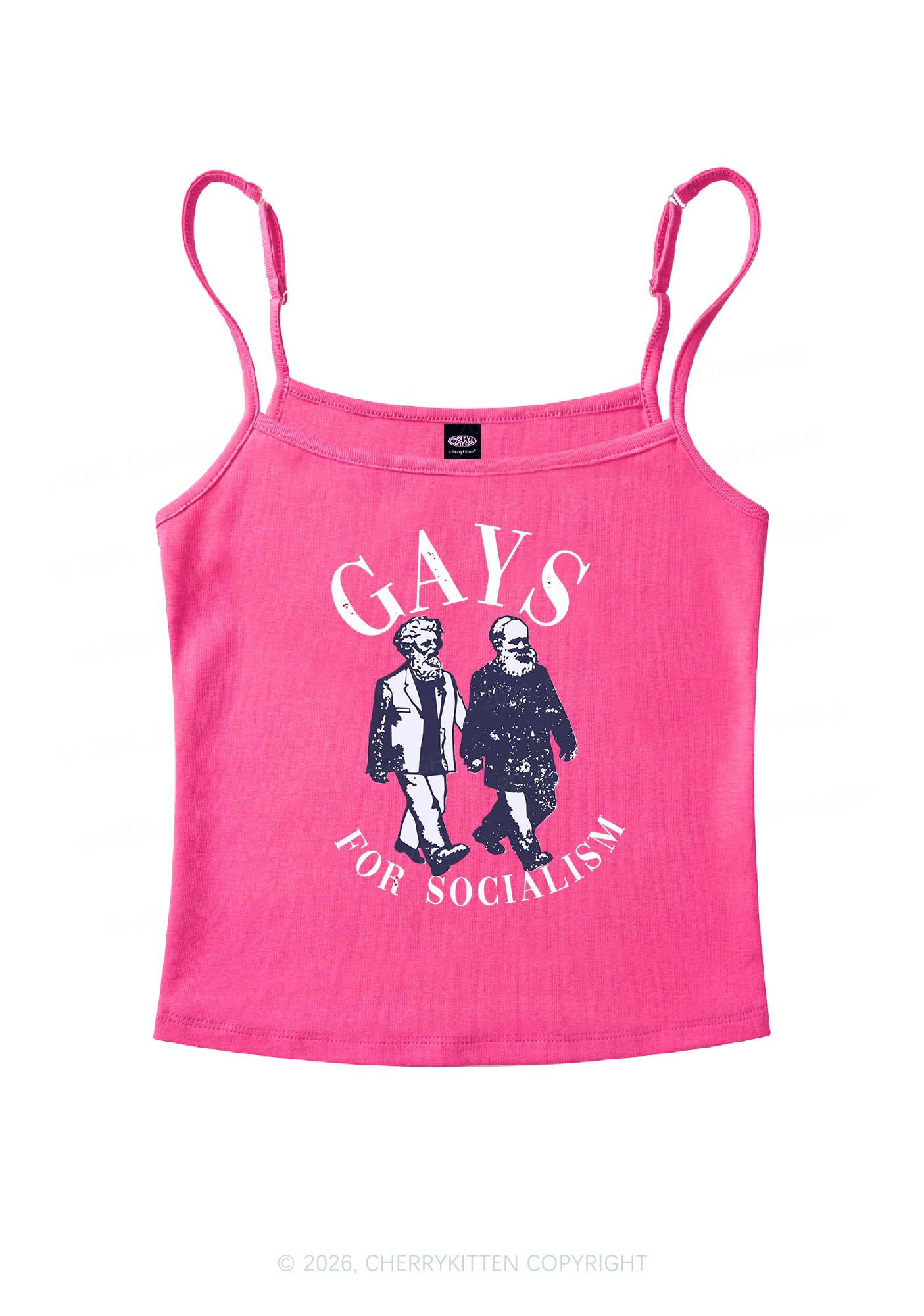 Gays For Socialism Pride Y2K Spaghetti Strap Cami Cherrykitten