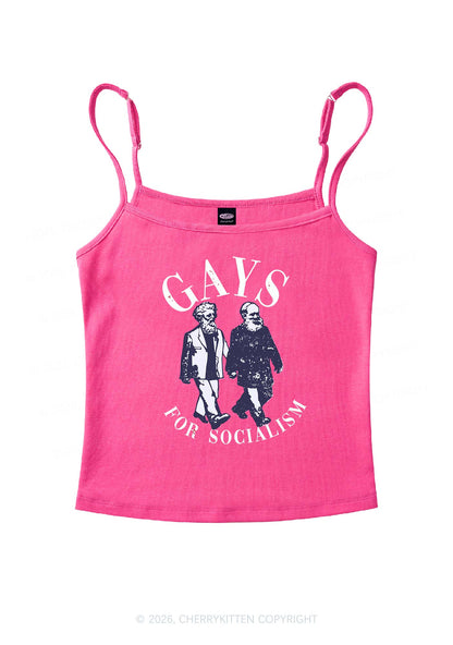 Gays For Socialism Pride Y2K Spaghetti Strap Cami Cherrykitten
