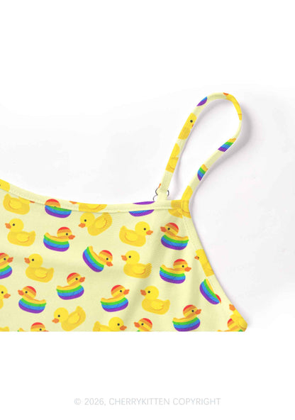 Rainbow Ducks Pride Y2K Mesh Cami Tank Cherrykitten