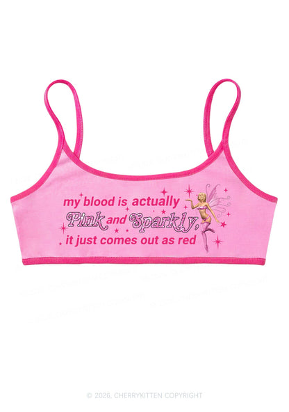 My Blood Is Pink And Sparkly Y2K Super Crop Cami Cherrykitten