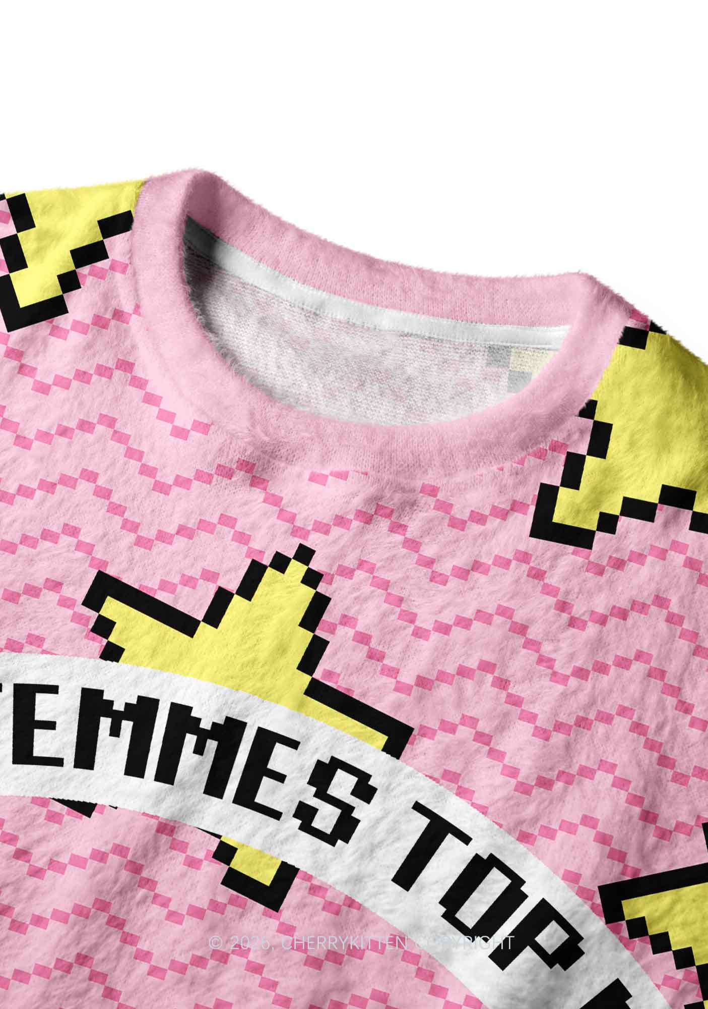 I Let Femmes Top Me Pride Y2K Christmas Knit Sweatshirt Cherrykitten
