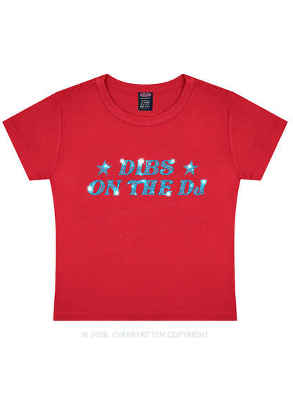 Rhinestone Dibs On The Dj Y2K Baby Tee Cherrykitten