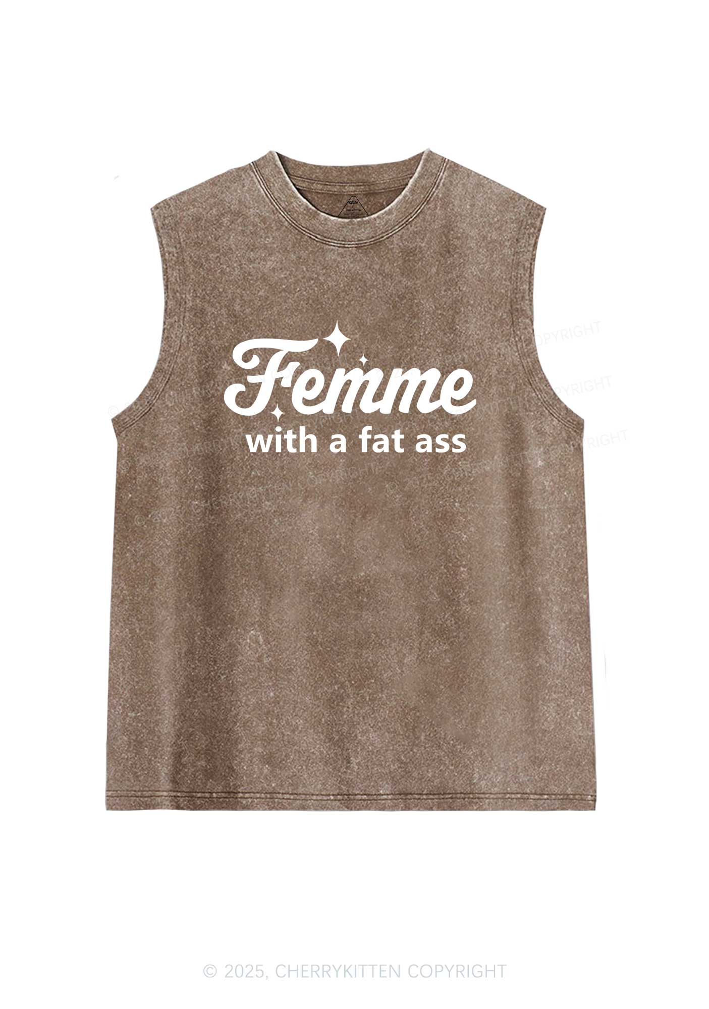 Femme With Fat Axx Pride Y2K Washed Muscle Tank Cherrykitten