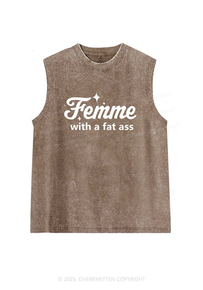Femme With Fat Axx Pride Y2K Washed Muscle Tank Cherrykitten