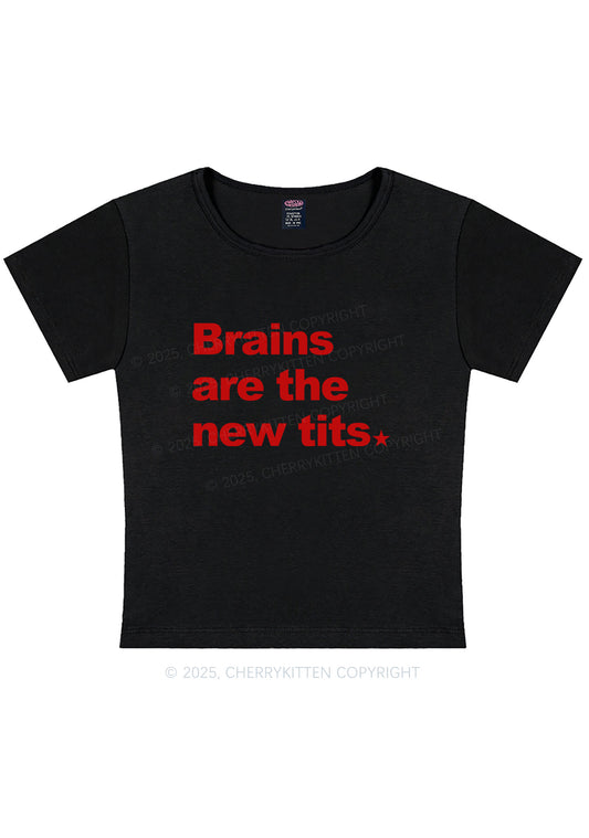 Brains Are New Txts Y2K Baby Tee Cherrykitten