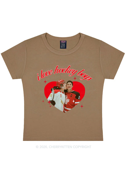 I Love Hockey Boys HR Y2K Baby Tee Cherrykitten