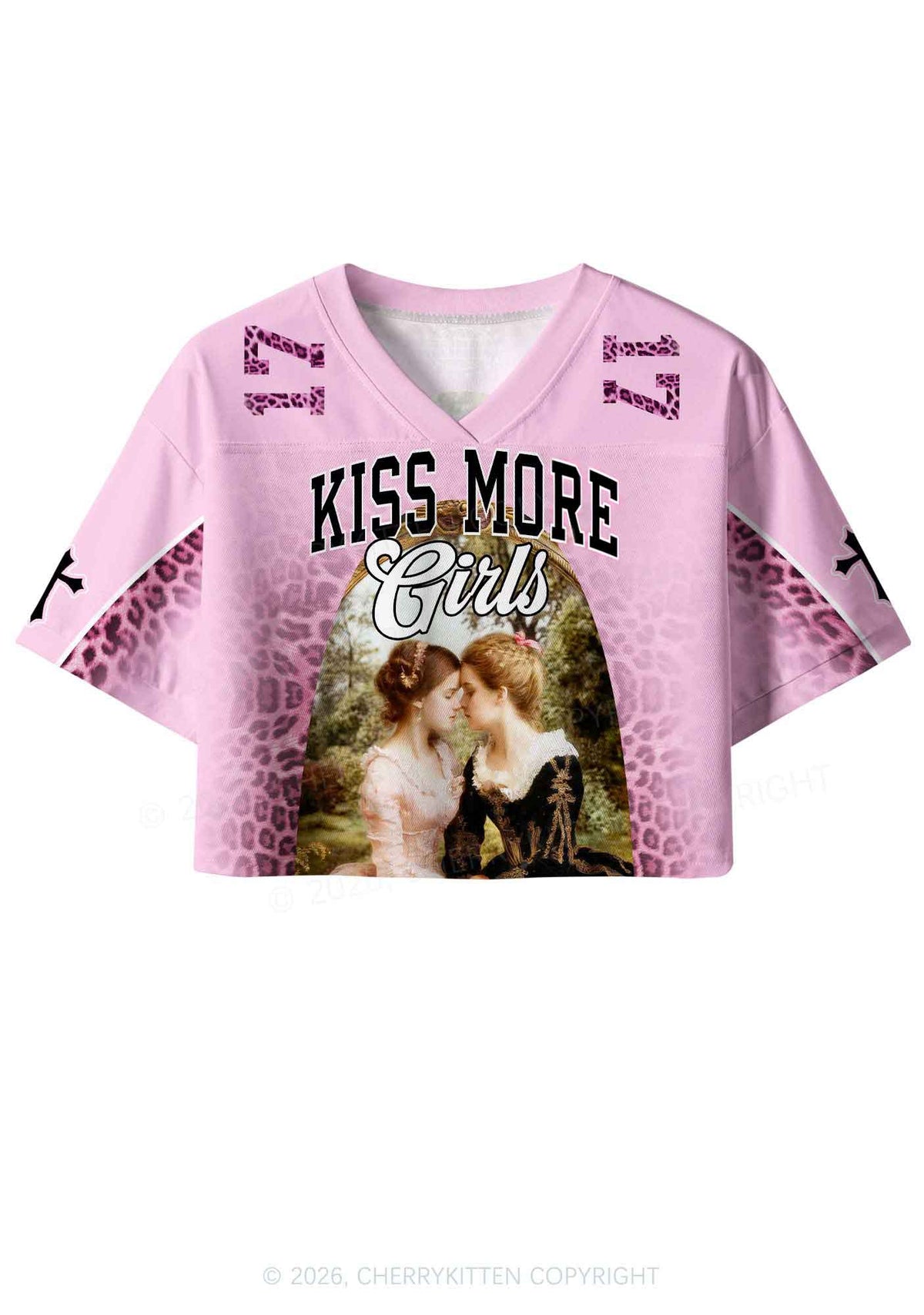 Sapphic Kiss More Girls Pride Y2K Crop Sport Jersey Shirts Cherrykitten