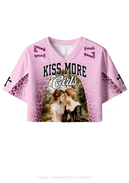 Sapphic Kiss More Girls Pride Y2K Crop Sport Jersey Shirts Cherrykitten