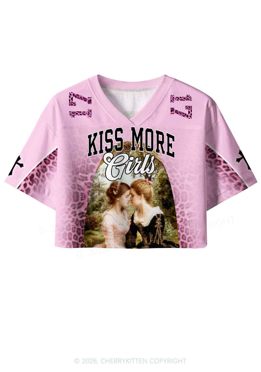 Sapphic Kiss More Girls Pride Y2K Crop Sport Jersey Shirts Cherrykitten